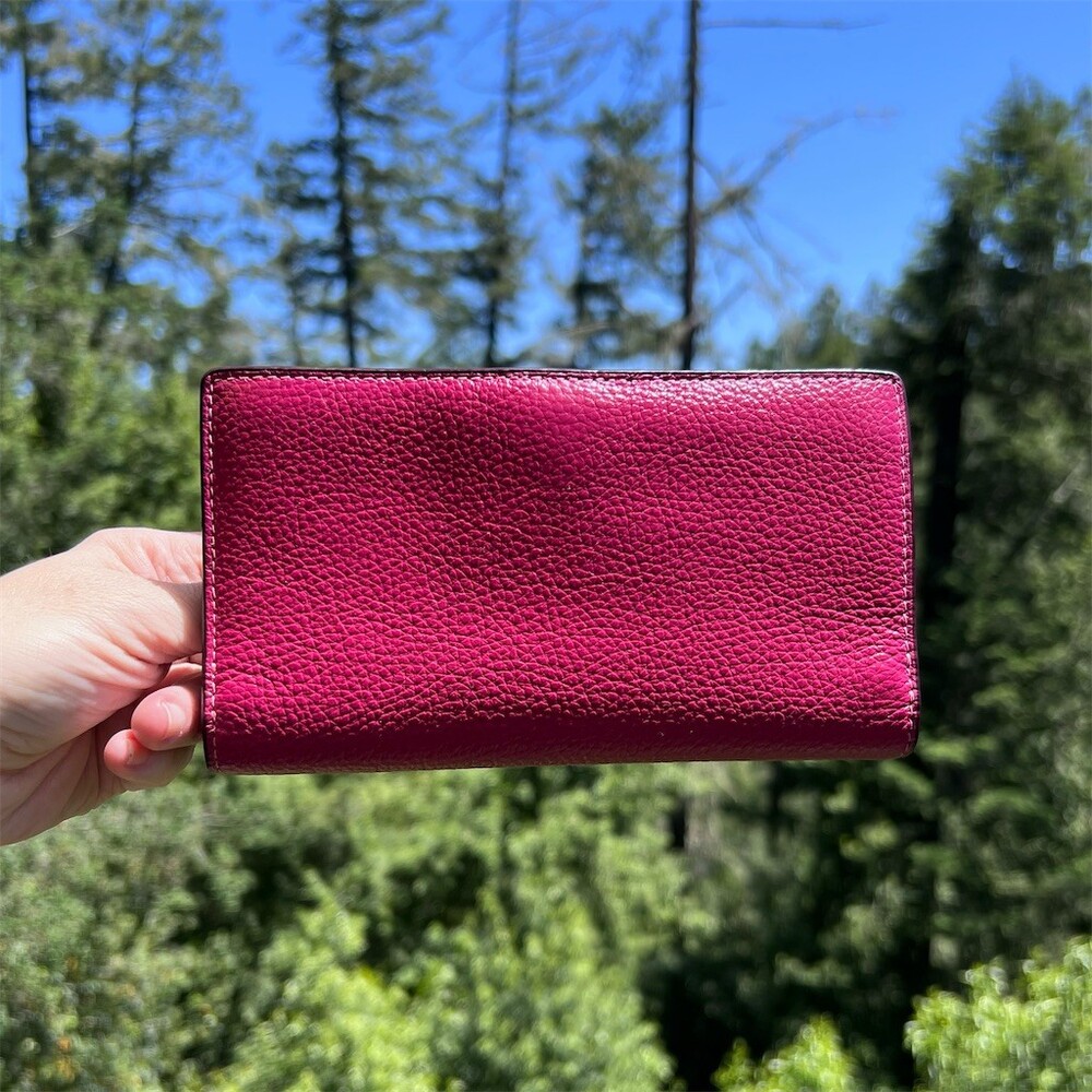 COACH PINK Pebble Leather Bifold Snap Wallet with Silver Hardware AUTHENTIC - Picture 2 of 11